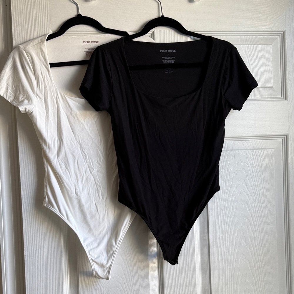 Pink Rose Black and White Bodysuit Set